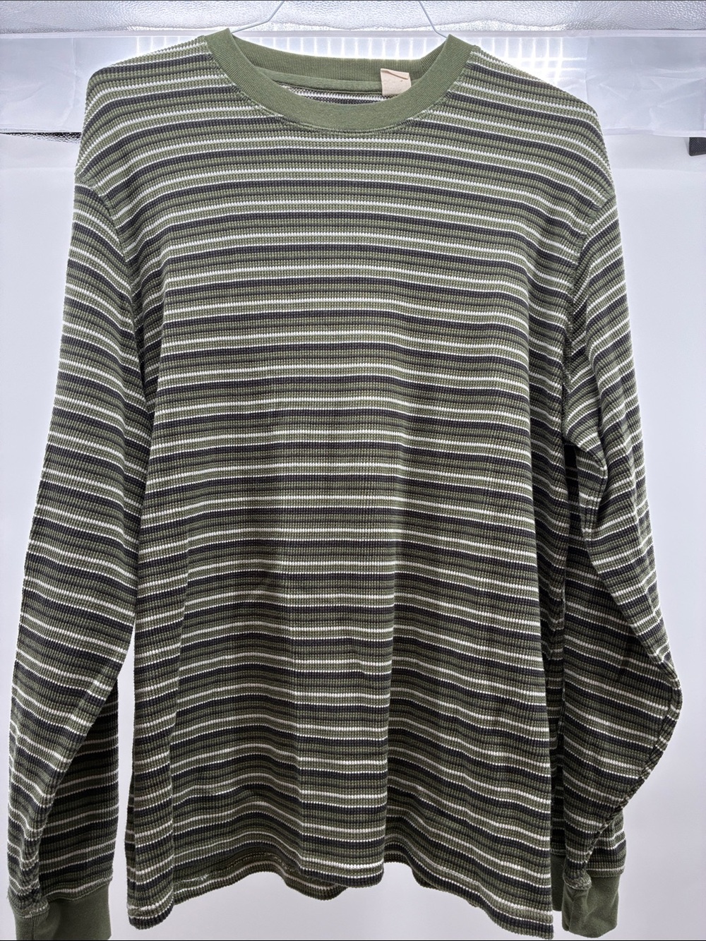 Levi's Olive and White Striped Long-Sleeve Crewneck Tee
